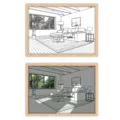 LED light painting photo frame wood decorative wall art for home living room bedroom gift - Style 05
