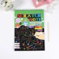 Carnet de notes à gratter pour enfants DIY papier à dessin arc-en-ciel magique avec stylo en bois - L / Vert