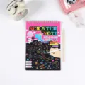 Kids scratch art notebook set, magical rainbow DIY drawing pad with wooden stylus pen. - M / Pink