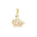 Detailed close-up of a golden swan pendant with sparkling marquise-cut cubic zirconia - Pendant Only / Gold with White Zirconia