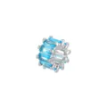 Close-up of a silver spacer bead with channel-set baguette blue cubic zirconia stones. - Pendant Only (Without Chain) / Silver Aqua Blue Zircon