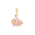 Detailed macro view of an elegant gold swan pendant with inlaid pink marquise stones - Pendant Only / Gold with Pink Zirconia
