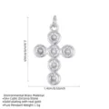 Detailed size and material specifications for silver cubic zirconia cross pendant - Silver bubble zircon cross (single pendant)