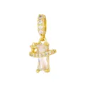 Macro detail of geometric zircon pendant with gold-plated star and planet design - Pendant Only (Without Chain) / White