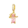 Elegant 18K gold plated copper pendant featuring pink rectangular zircon and star - Pendant Only (Without Chain) / Pink