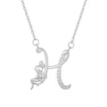 Elegant silver letter H initial necklace with sitting fairy and sparkling stone inlay. - Letter H (ZXL-009) / Gold