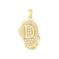 Detailed view of a gold-plated irregular pendant with a zircon-encrusted letter D - Letter D Pendant Only (Without Chain) / Gold