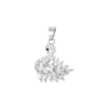 Elegante ciondolo a forma di cigno argentato con intarsi in zirconi chiari brillanti. - solo ciondolo / Argento con Zirconia Bianca