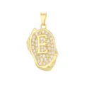 Vue macro du pendentif lettre E en cuivre plaqué or 18 carats avec oxydes de zirconium - Pendentif Lettre E Seul (Sans Chaîne) / Or