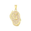 Détail d'un pendentif hip-hop plaqué or avec zircons pavés en forme de lettre G. - Pendentif Lettre G Seul (Sans Chaîne) / Or