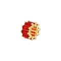 Luxury 18K gold plated copper spacer bead featuring red baguette cut cubic zirconia - Pendant Only (Without Chain) / Gold With Red Zirconia