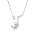 Silver letter T pendant necklace featuring a delicate fairy and sparkling crystals - Letter J (ZXL-009) / Gold