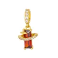 Elegant gold-plated pendant featuring a red rectangular zircon with a celestial ring - Pendant Only (Without Chain) / Garnet Red