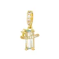 Elegante vergulde rechthoekige hanger met lichtblauwe zirkoon, ster en heldere kristallen - Pendant Only (Without Chain) / Lichtblauw