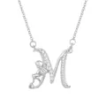 Elegant silver initial letter M necklace featuring fairy pendant and shiny zircon stones - Letter M (ZXL-009) / Gold