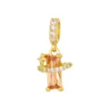 Luxe vergulde koperen hanger met een oranje rechthoekige zirkoonsteen en sterontwerp - Pendant Only (Without Chain) / Champagne