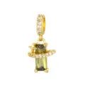 Prachtige vergulde groene rechthoekige zirkoon bedelhanger met ster- en kristaldetails - Pendant Only (Without Chain) / Groen