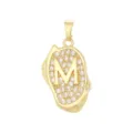 Pendentif lettre M plaqué or avec zircons pour bijoux de style hip-hop - Pendentif Lettre M Seul (Sans Chaîne) / Or