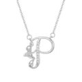 Elegant silver letter P necklace featuring a sparkling fairy pendant with clear CZ stones. - Letter P (ZXL-009) / Gold