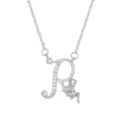 Elegant silver initial R necklace featuring a fairy pendant with sparkling zirconia - Letter R (ZXL-009) / Gold