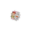 18K gold plated spacer bead with multi-colored baguette cubic zirconia for DIY jewelry - Pendant Only (Without Chain) / Silver with Colorful Zirconia