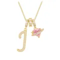 Elegante Goldkette mit Buchstabe J und funkelndem rosa Herzanhänger mit Zirkonia - Buchstabe J (DXL-063) / Gold