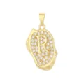 Pendentif tête de panthère plaqué or 18 carats avec lettre R en zircons glacés - Pendentif Lettre R Seul (Sans Chaîne) / Or