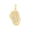Pendentif Hip Hop en cuivre plaqué or 18K avec lettre S et zircons cubiques complets - Pendentif Lettre S Seul (Sans Chaîne) / Or
