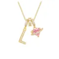 Luxus Halskette mit Buchstabe L Anhänger und rosa Herz Zirkonia in 18K Goldoptik - Buchstabe L (DXL-063) / Gold