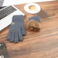 Men's winter thick fleece lined knit gloves touchscreen warm thermal outdoor cycling gloves - One Size / A Light Grey Thickened Double Layer