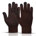Winter warm knitted touch screen gloves for men and women, thickened plush anti-slip brown gloves. - One Size / Brown