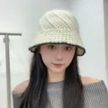 Cappello a secchiello in maglia retro donna inverno caldo crochet stile casual chic - Cappello cloche in maglia beige E-722