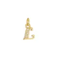 Vista dettagliata del ciondolo a lettera L placcato oro 18K con zirconi scintillanti - Lettera L (DZ-425) / Oro