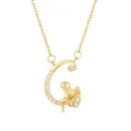 Close-up of elegant 18K gold plated fairy letter G pendant necklace with crystals - Letter G (ZXL-009) / Gold