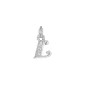 Dettaglio di un ciondolo a lettera L in tonalità argento con strass scintillanti - Lettera L (DZ-425) / Argento
