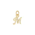 Dettaglio del ciondolo con lettera M placcato oro 18 carati con zirconi chiari - Lettera M (DZ-425) / Oro