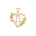 Detailansicht eines 18K vergoldeten Herzanhängers mit Buchstabe H und Strass. - Buchstabe H / Nur Anhänger (Ohne Kette) / Gold