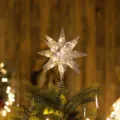 Glittery silver LED Christmas tree topper star for festive holiday home decoration. - Silver 18-Point Star Style