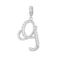 Dettaglio di un ciondolo a forma di lettera g minuscola in argento con zirconi bianchi - Lettera G (Solo Ciondolo)