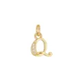 Ciondolo elegante lettera Q placcato oro con accenti di strass luccicanti per collana - Lettera Q (DZ-425) / Oro