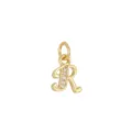 Elegante ciondolo con lettera R placcato oro 18 carati con intarsio di cristalli lucidi - Lettera R (DZ-425) / Oro