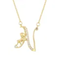 Elegant 18K gold plated angel letter N pendant necklace with sparkling cubic zirconia stones - Letter N (ZXL-009) / Gold