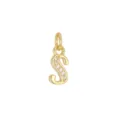 Ciondolo lettera S placcato oro 18 carati con zirconi incastonati per collana - Lettera S (DZ-425) / Oro