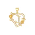 Eleganter 18K vergoldeter Herzanhänger mit kristallbesetztem Buchstaben J und Blumenverzierungen - Buchstabe J / Nur Anhänger (Ohne Kette) / Gold