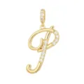 Elegante ciondolo lettera P placcato oro arricchito da zirconi scintillanti. - Stile P
