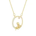 Elegant 18K gold plated angel letter O pendant necklace with sparkling white zircons - Letter O (ZXL-009) / Gold