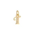 Ciondolo lettera T in rame placcato oro 18K con cristalli scintillanti incastonati - Lettera T (DZ-425) / Oro