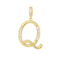 Ciondolo a forma di lettera Q placcato in oro con scintillanti pietre di zircone per donna - Stile Q