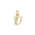 Ciondolo lettera U placcato oro con zirconi per collane - Lettera U con Strass (DZ-425) / Oro