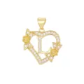 Eleganter 18K vergoldeter Herzanhänger mit Buchstabe L und Kristallblumen - Buchstabe L / Nur Anhänger (Ohne Kette) / Gold